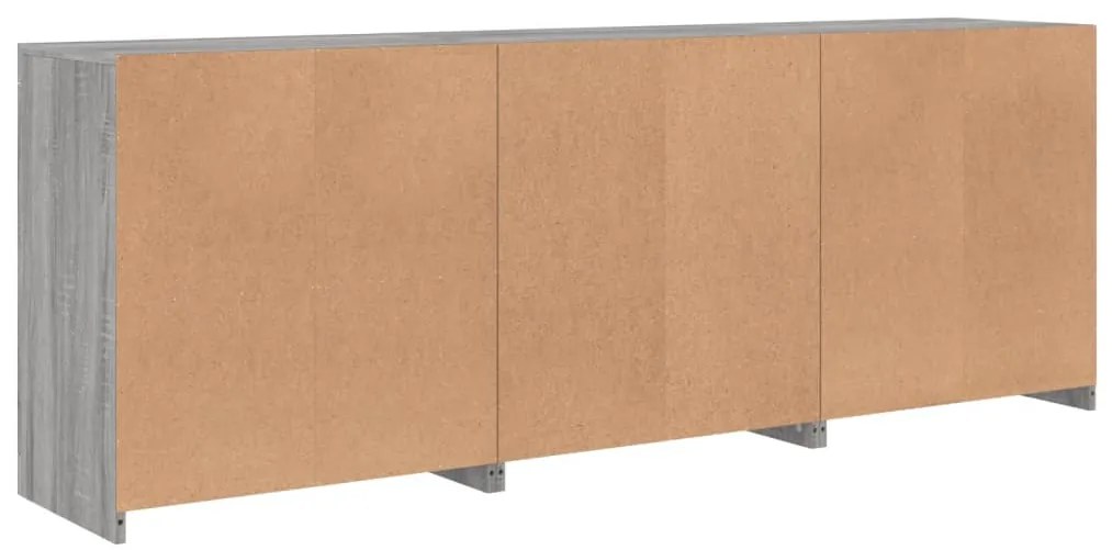 Aparador com luzes LED 181,5x37x67 cm cinzento sonoma