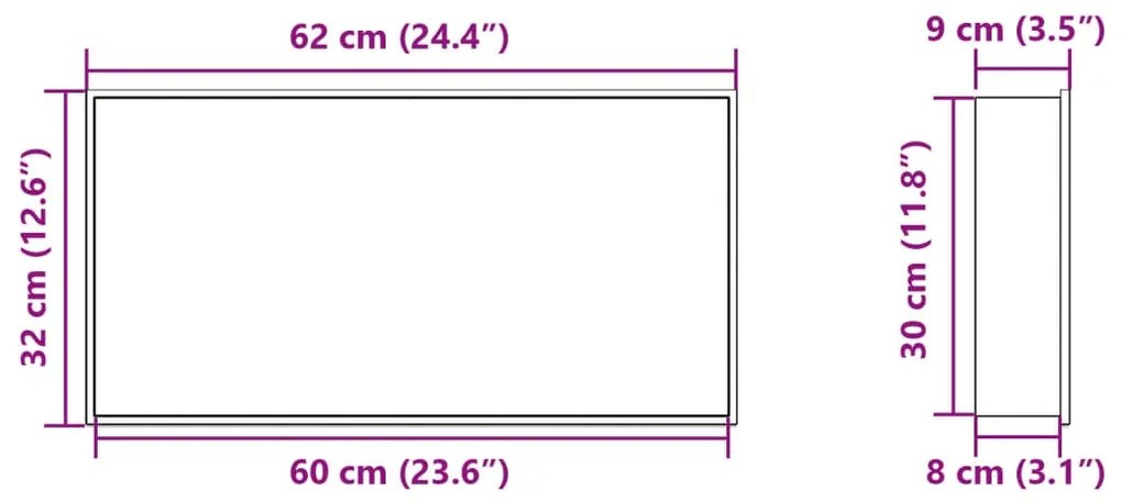 Nicho parede p/ duche 62x32x9cm aço inoxidável dourado escovada