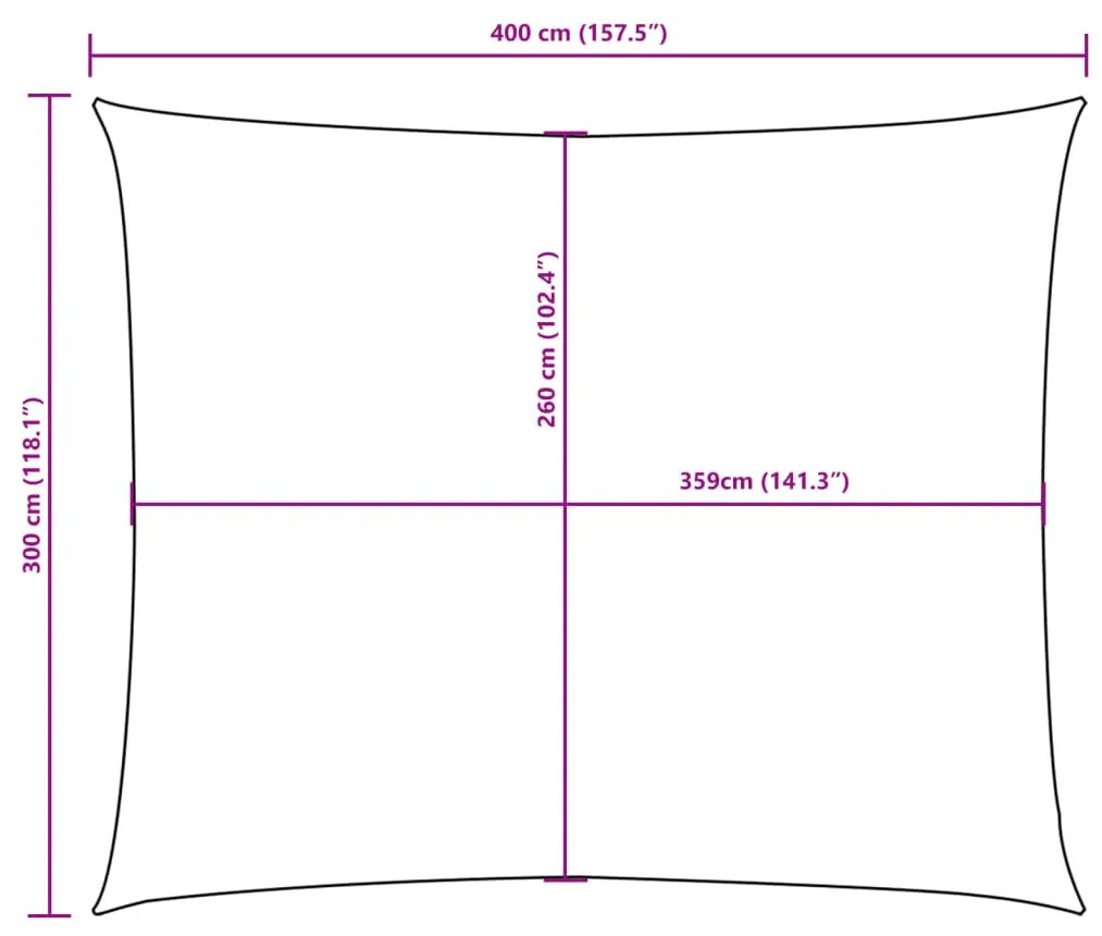 Para-sol estilo vela tecido oxford retangular 3x4 m branco