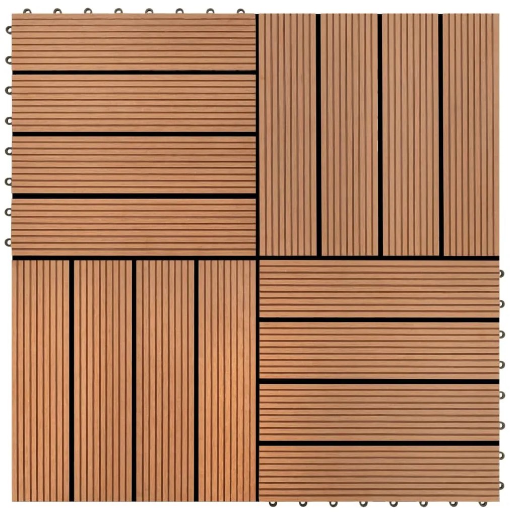 40825 vidaXL Estrado de plástico WPC 11 peças 30x30cm 1 m2, Marrom