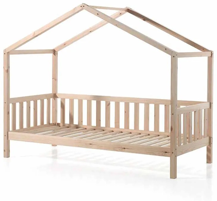 Conjunto Cama infantil de Casa DALLAS Com Ripas 90x200 com cortinados NATURAL