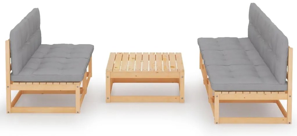 6 pcs conjunto lounge de jardim com almofadões pinho maciço