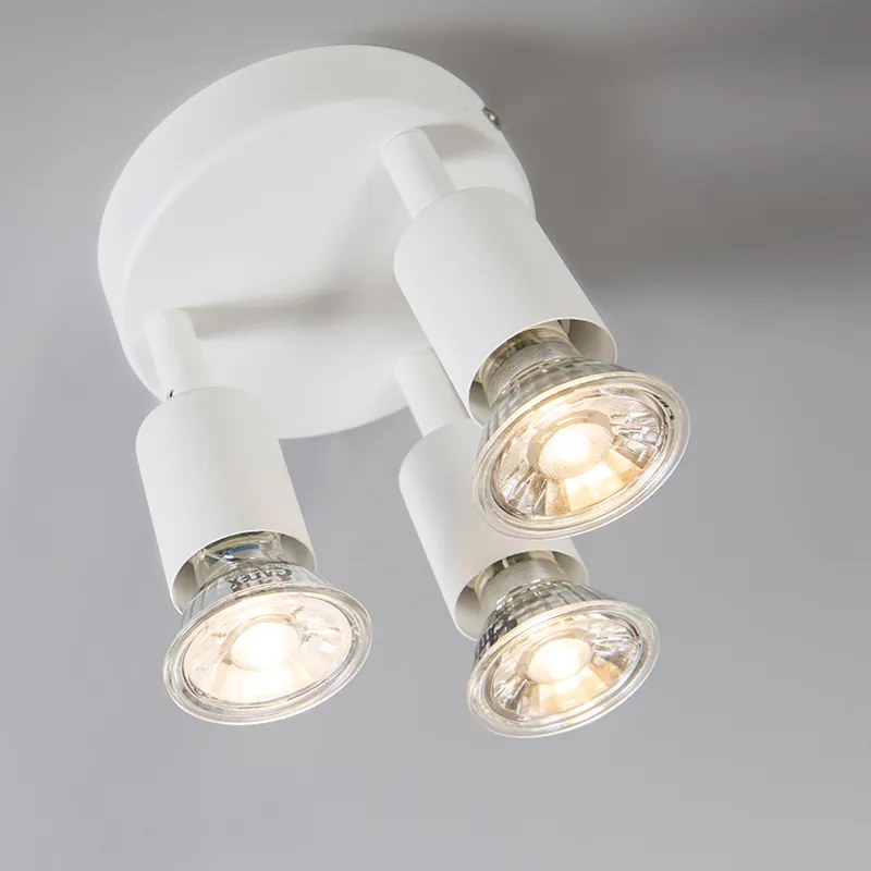 Projetores modernos brancos inclináveis redondos 3 luzes - Jeany Moderno