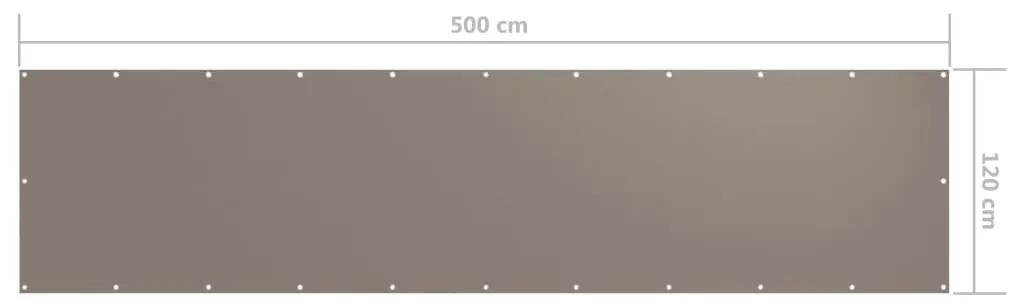 Tela de varanda 120x500 cm tecido Oxford cinzento-acastanhado