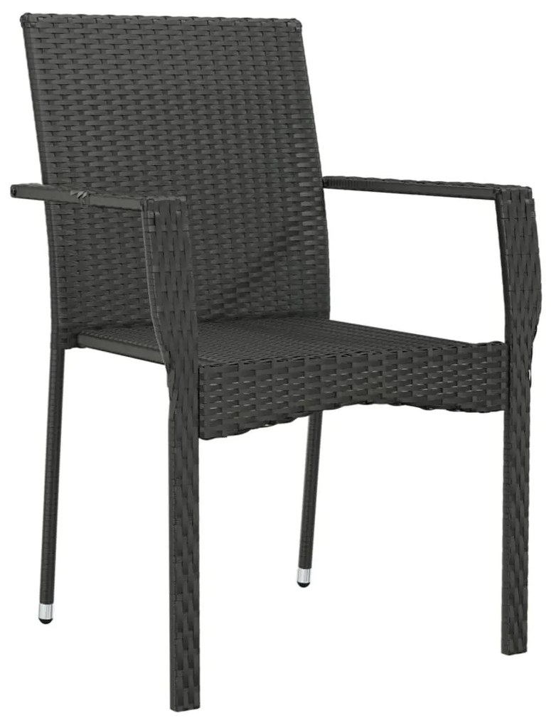 Cadeiras de jardim com almofadões 4 pcs vime PE preto