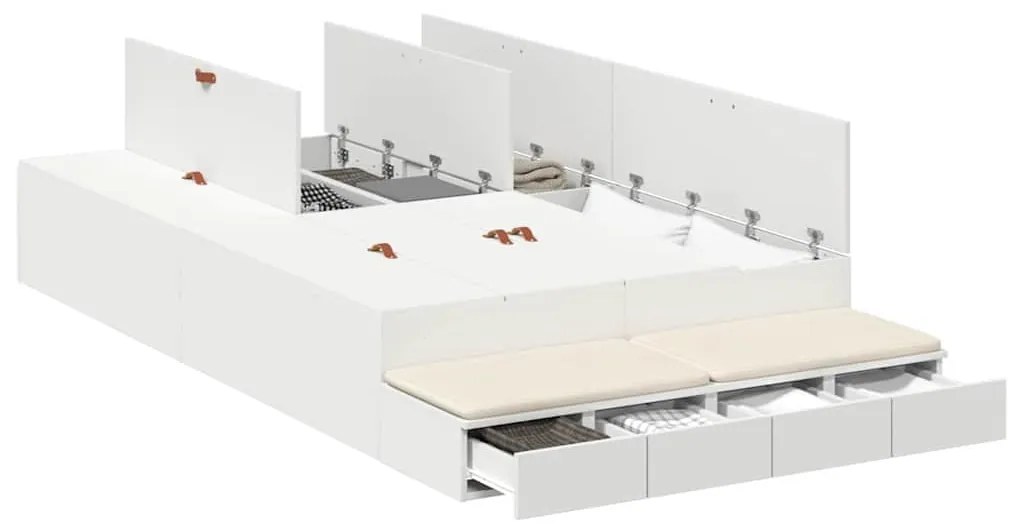 Cama de Armazenamento Branca 120x190 cm