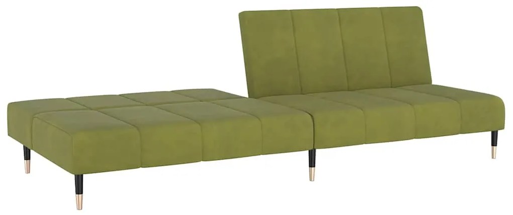 Sofá-cama de 2 lugares veludo verde-claro