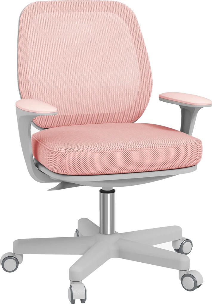 Cadeira de escritório, cadeira de escritório ergonómica em malha, altura ajustável, 55 x 48 x 82,5–94,5 cm, rosa