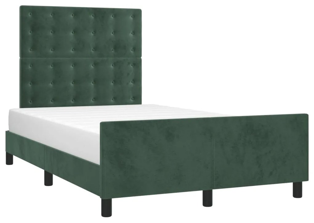 Estrutura de cama sem colchão 120x200 cm veludo verde-escuro