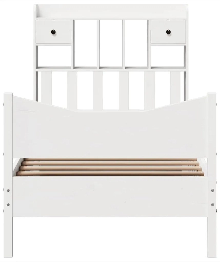 Cama sem colchão 100x200 cm madeira de pinho maciça branco
