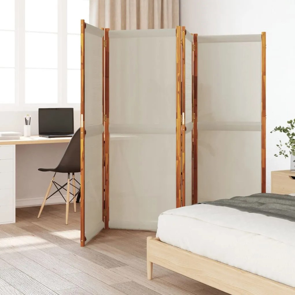 vidaXL Divisória/biombo com 4 painéis 280x180 cm cinzento claro