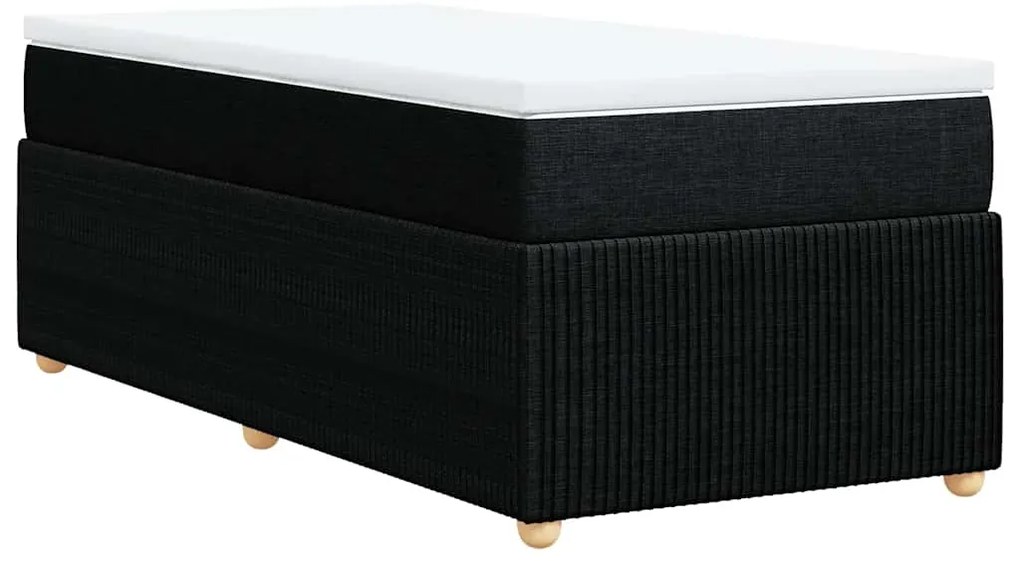 Cama com molas/colchão 80x200 cm tecido preto