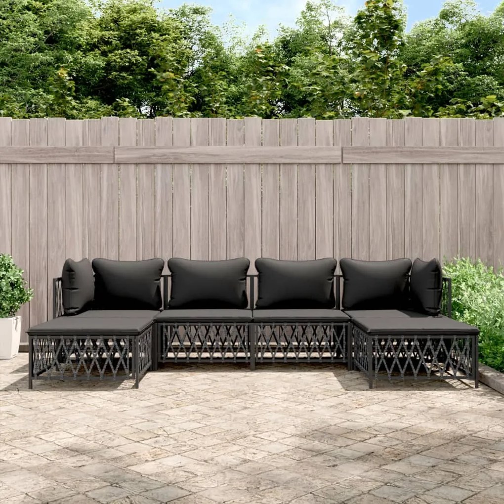 vidaXL 6 pcs conjunto lounge de jardim com almofadões aço antracite