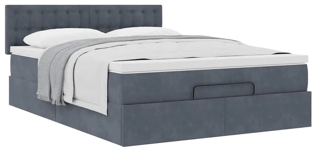 Estrutura de cama otomana com colchão 140x190cm cinzento escuro
