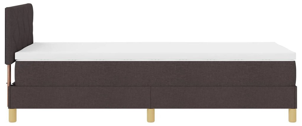 Cama Box com Colchão & LED Castanho Escuro 90x200 cm Tecido