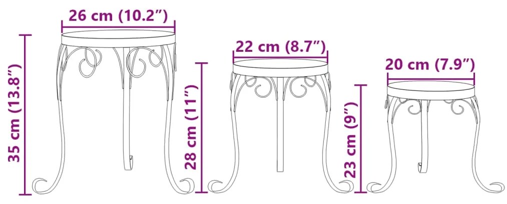 Suportes de plantas 3 pcs cerâmica terracota