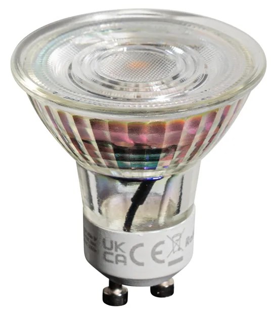 Conjunto de 5 lâmpadas LED GU10 50mm reguláveis em Kelvin transparentes 4,5W 345 lm 2000-2700K