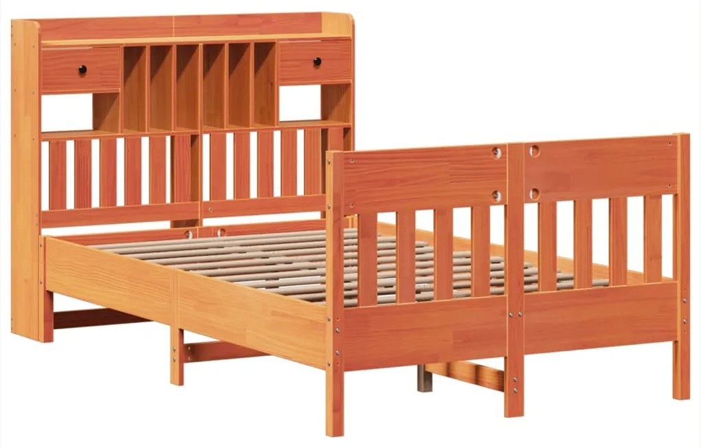 Cama sem colchão 135x190 cm madeira pinho maciça castanho-mel