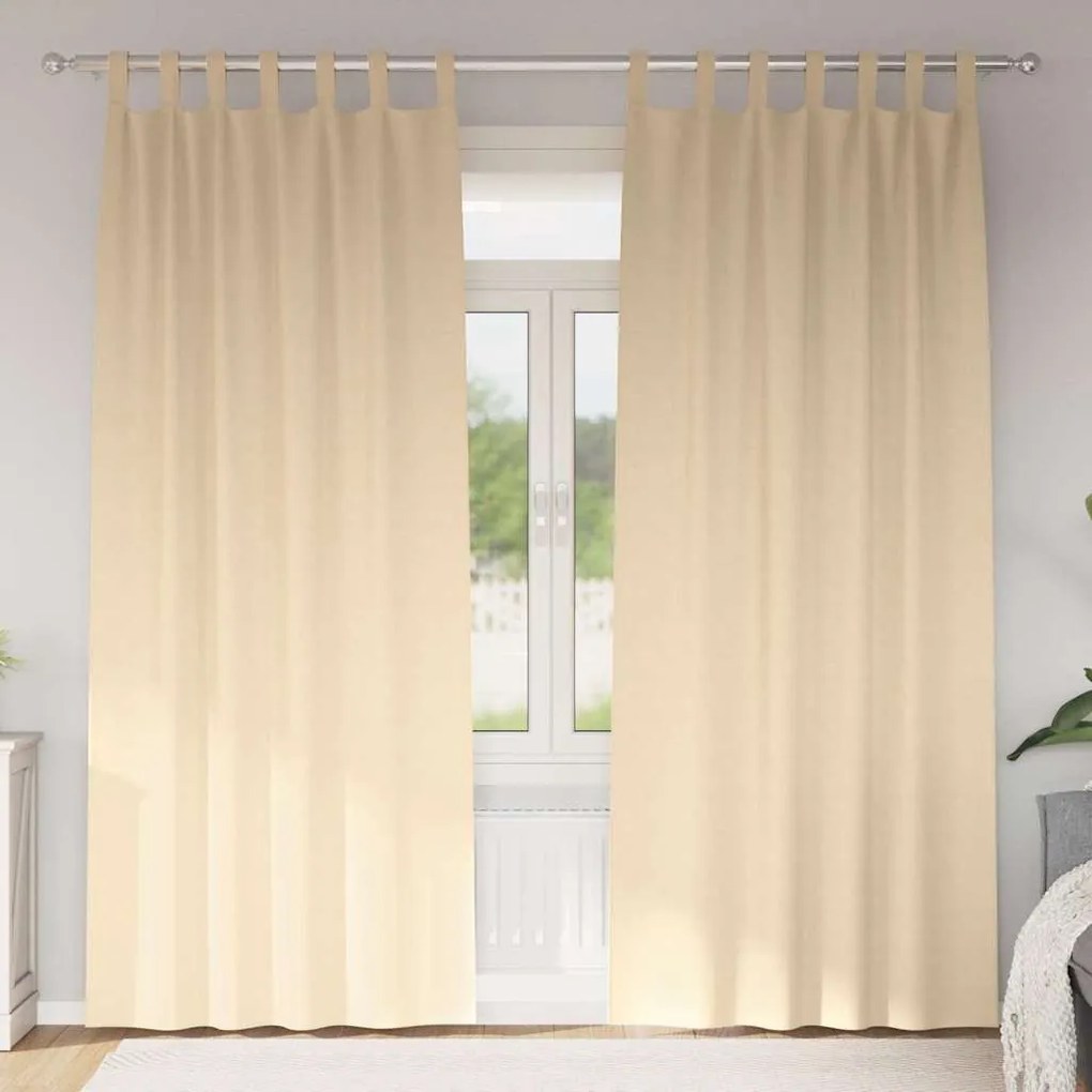vidaXL Cortinas com cortinas 2 pcs Creme 260 x 140 cm Poliéster