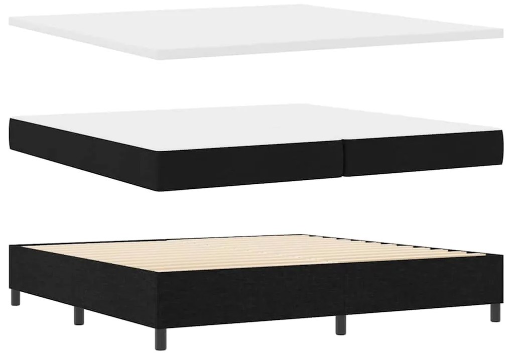 Cama Box com Colchão e LED Preto 200x200 cm, Tecido