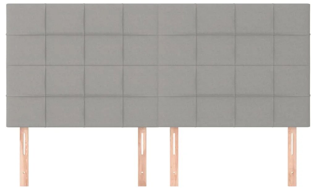 Cabeceira de cama 4 pcs tecido 90x5x78/88 cm cinzento-claro