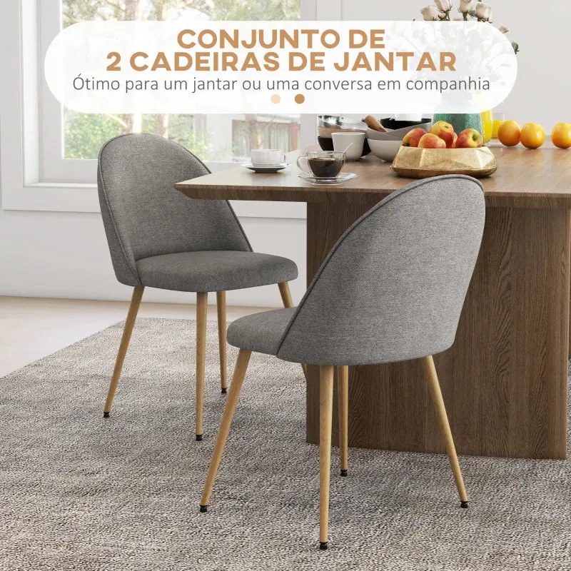 Conjunto de 2 Cadeiras Manfu em Linho - Design Minimalista