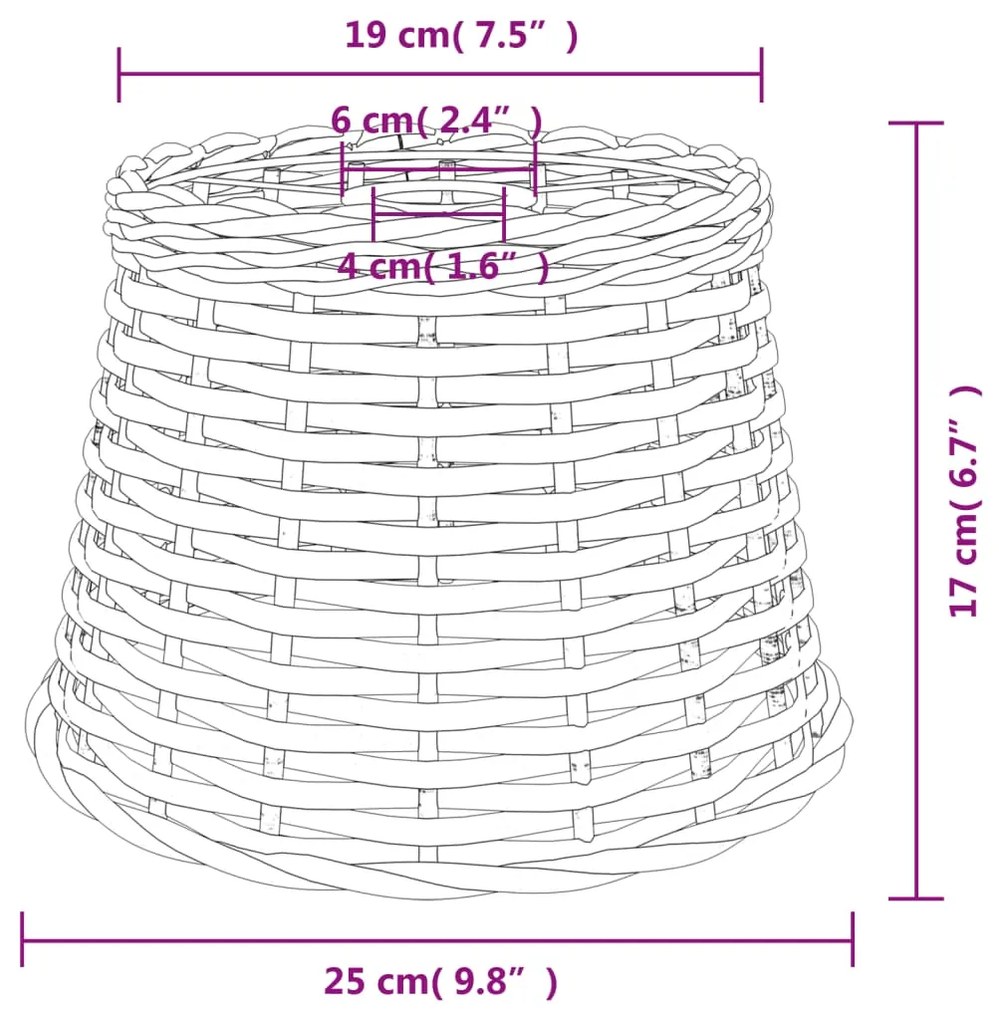 Abajur de teto Ø25x17 cm vime castanho