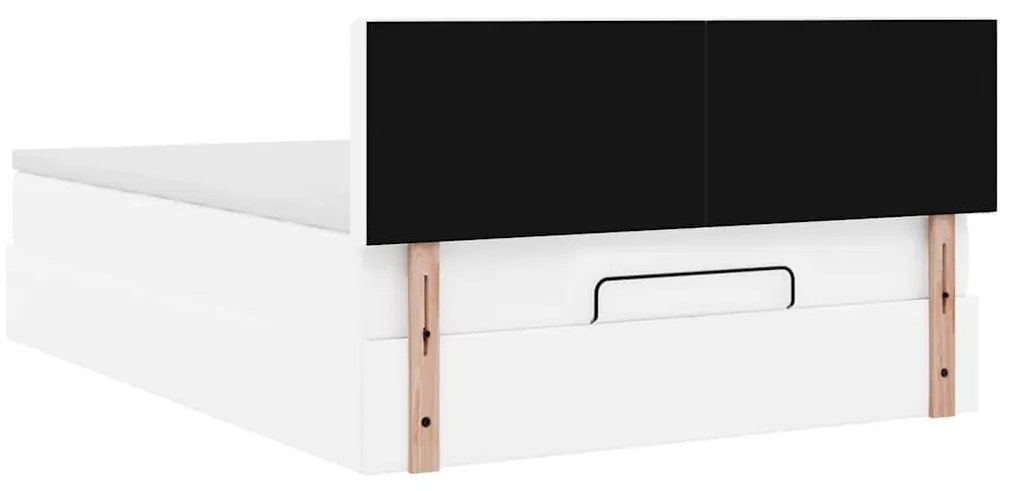 Cama otomana com colchões &amp; LEDs 140x200 cm couro artificial