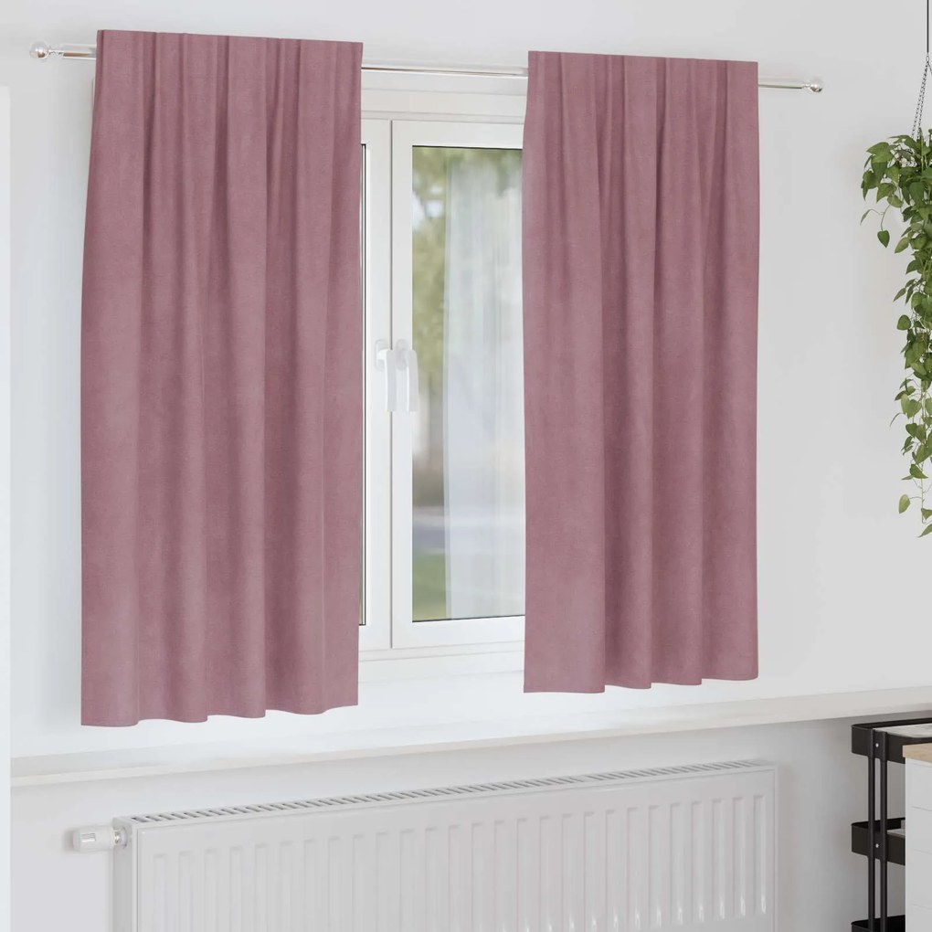 vidaXL Cortinas opacas 2 pcs Rosa Escuro 140 x 175 cm Veludo