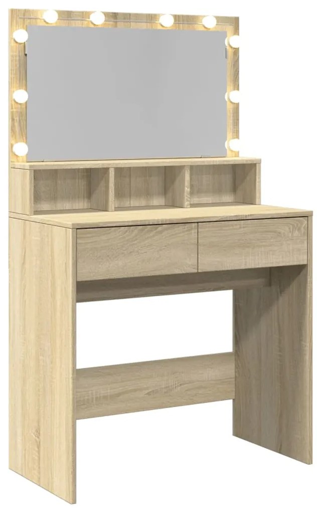 Toucador com LED 80x41x134,5 cm carvalho sonoma