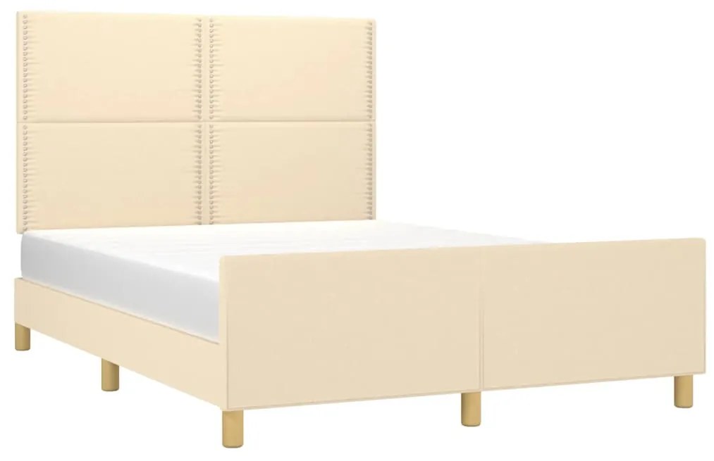 Estrutura de cama sem colchão 140x190 cm tecido cor creme