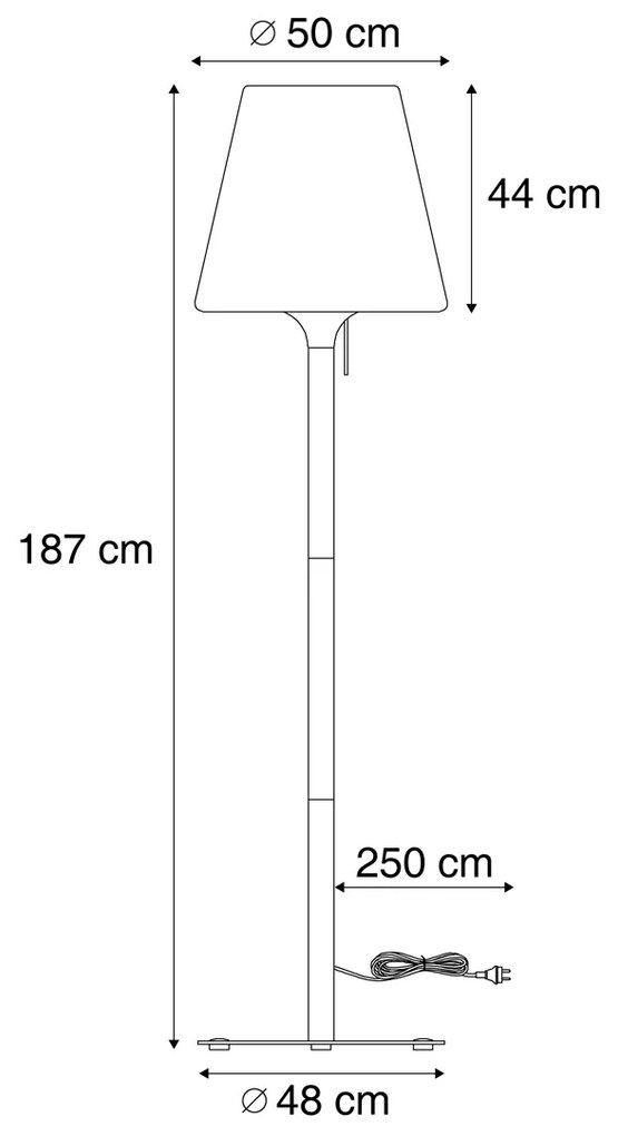 Candeeiro de Chão Moderno para Exterior Bege com Abajur Branco IP44 - Big Virginia Moderno