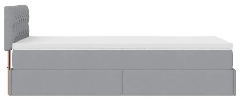 Cama Otomana com colchão & LEDs 90x200 cm tecido cinzento claro