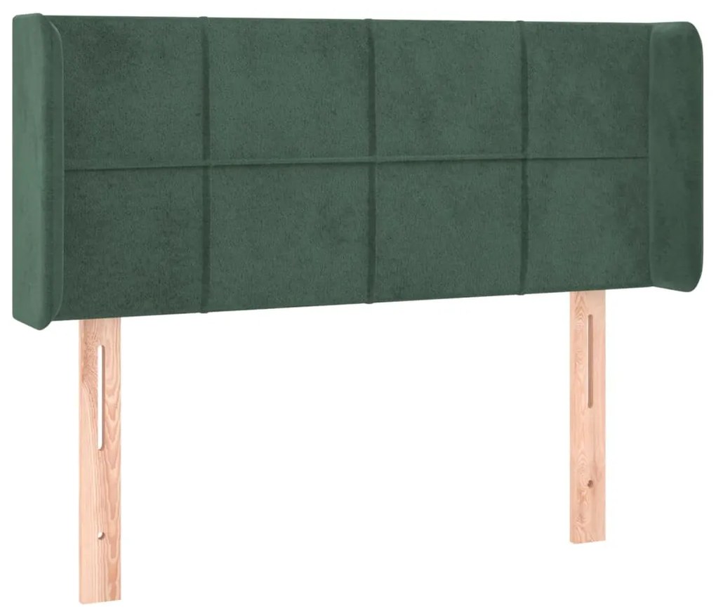 Cabeceira cama c/ luzes LED veludo 103x16x78/88 cm verde-escuro