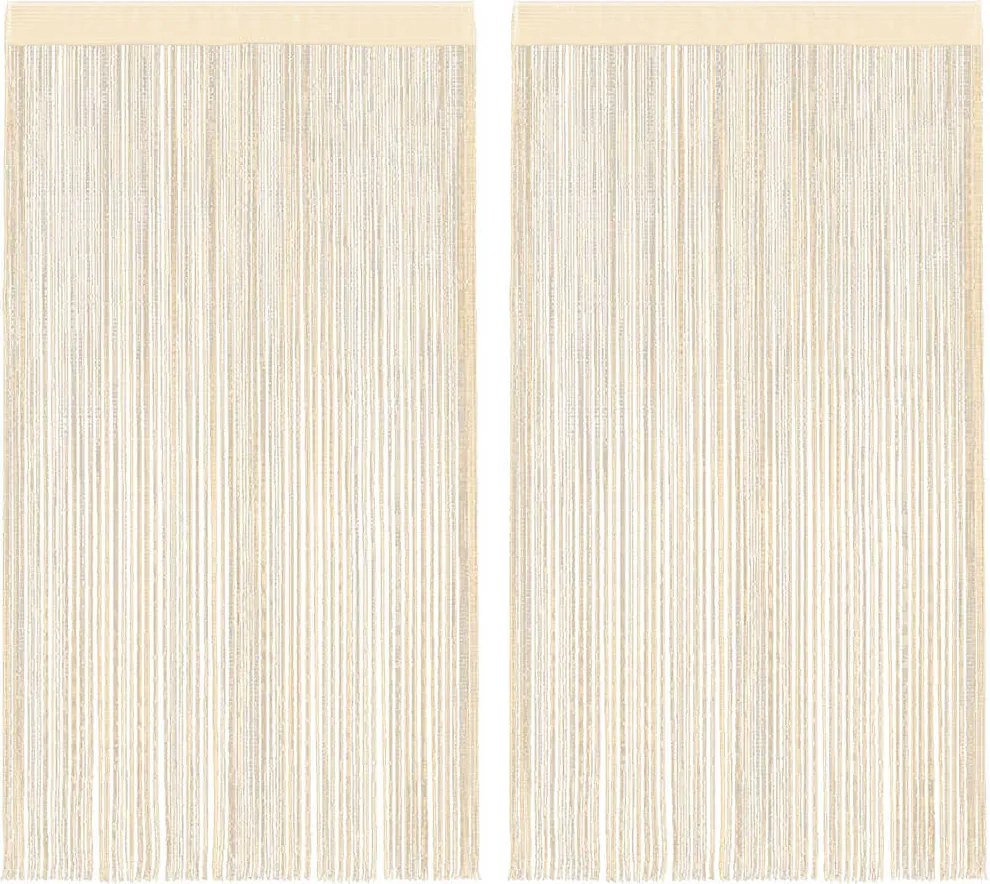 vidaXL Cortinas de fios 2 pcs 100x250 cm creme