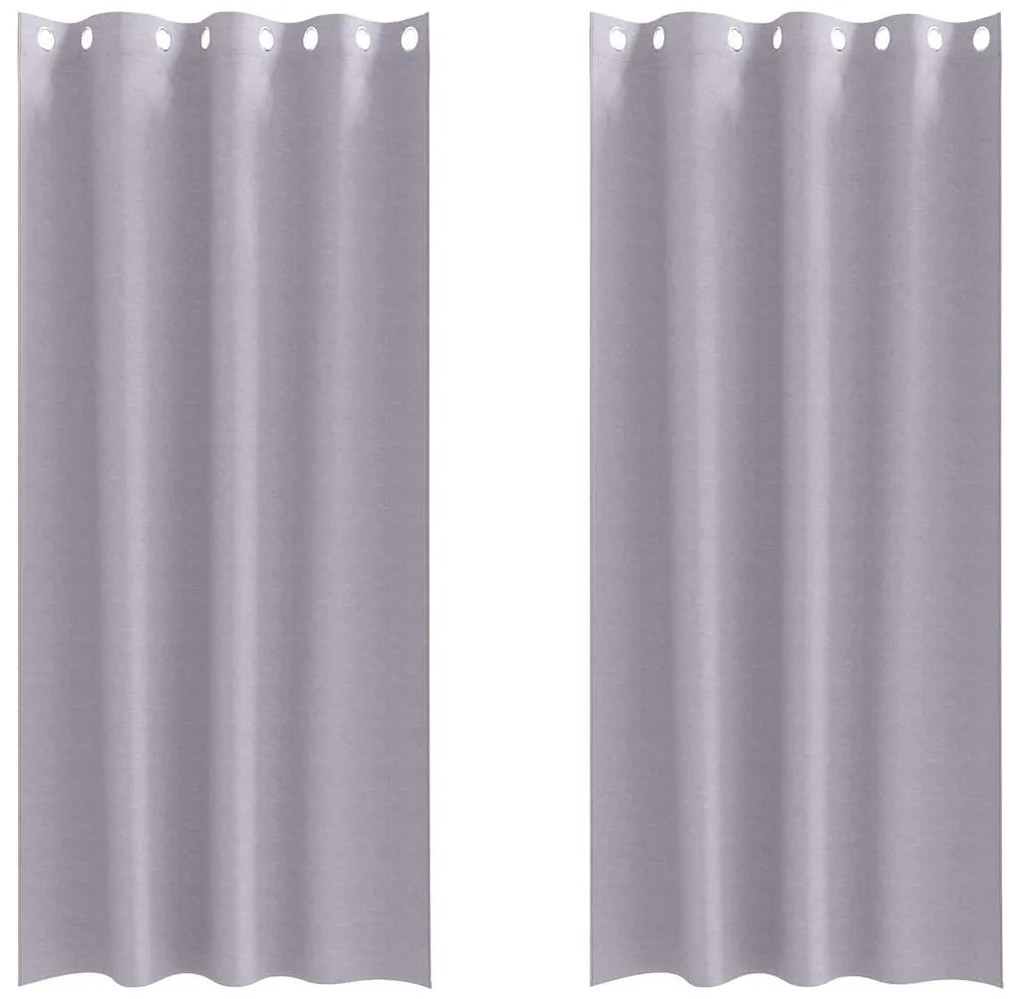 Cortinas 2 pcs Cinza Metálico 245 x 140 cm Poliéster