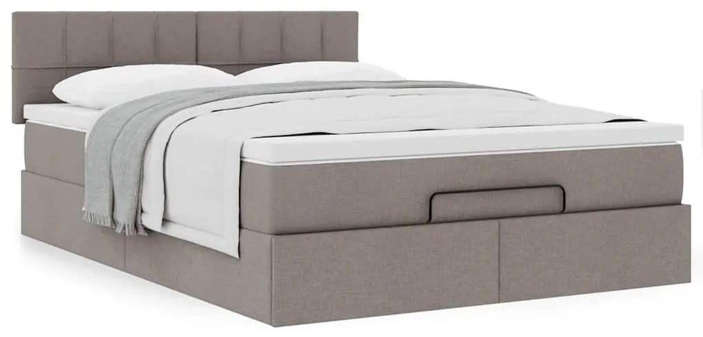 Cama otomana com colchão 140x200 cm tecido cinza