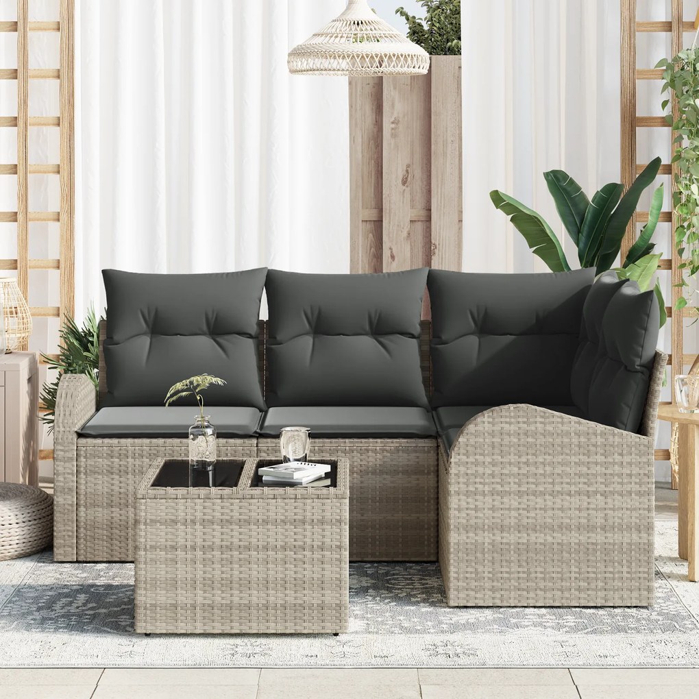 Conjunto de Sofá de Jardim vidaXL de 5 Peças com Almofadas Cinzento Ra