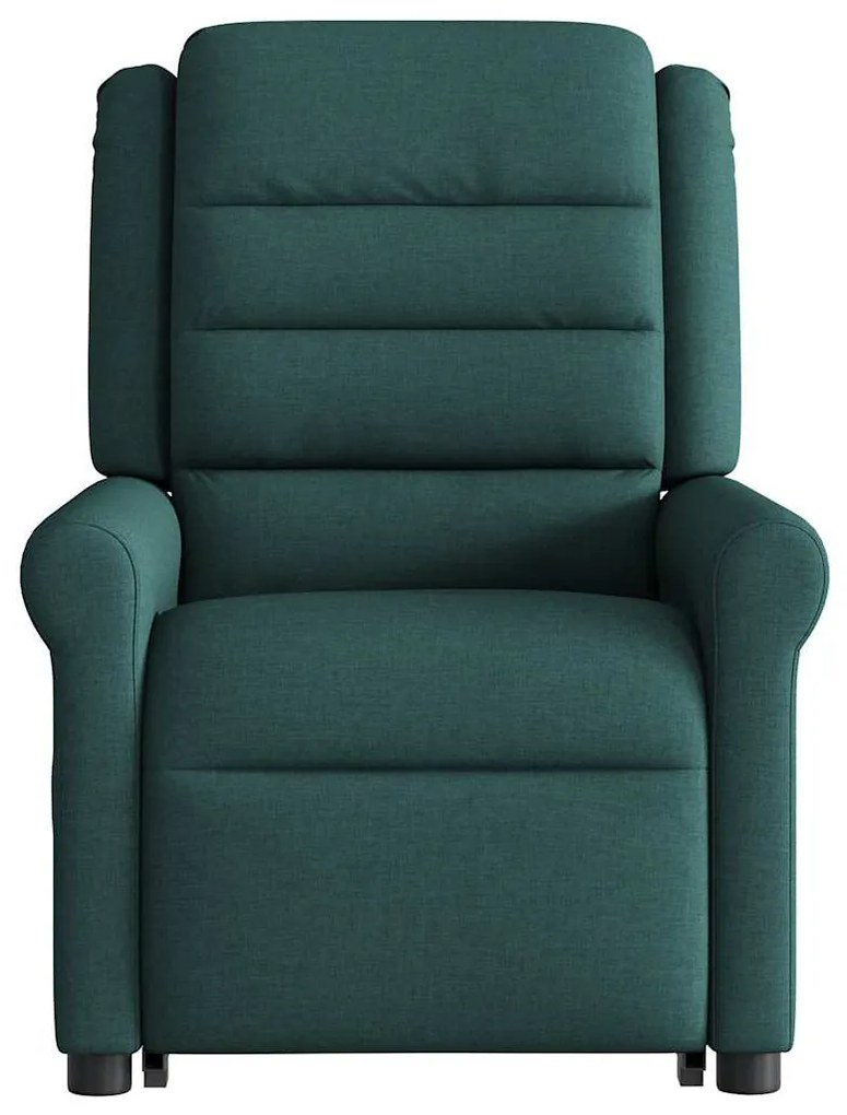 Poltrona reclinável elevatória de massagens tecido verde-escuro