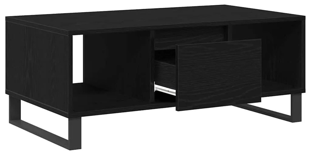 Mesa de Centro vidaXL Preto Carvalho 90x50x36,5 cm Madeira Revestida