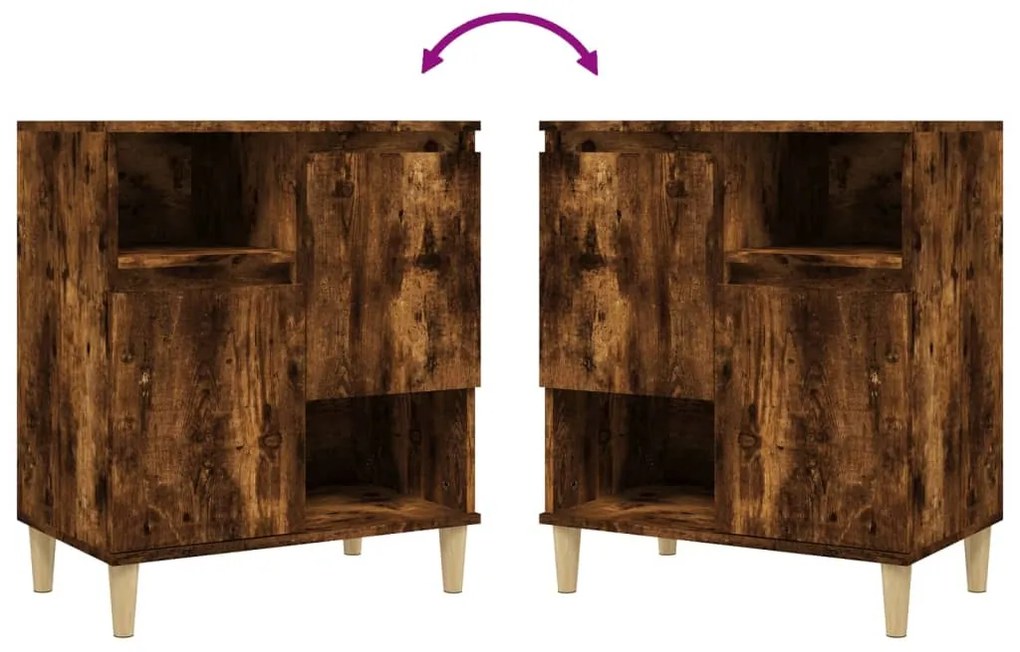 Aparadores 2 pcs 60x35x70 cm derivados madeira carvalho fumado