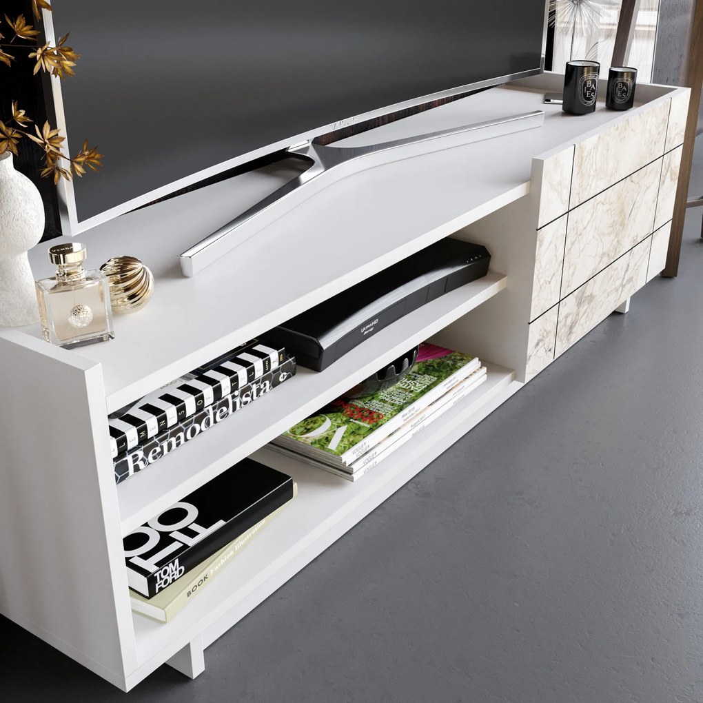 Móvel TV Valantina – Branco – 140 cm x 41,4 cm x 37,1 cm
