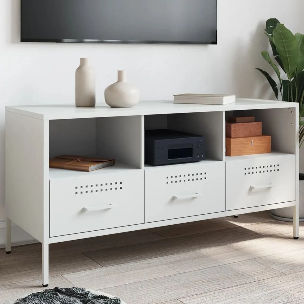 Móvel de TV 100,5x39x50,5 cm aço branco