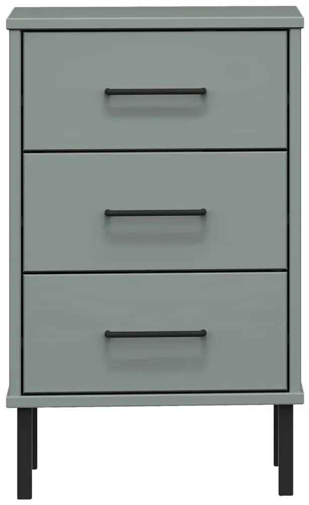 Mesa cabeceira c/ pernas de metal OSLO pinho maciço cinzento