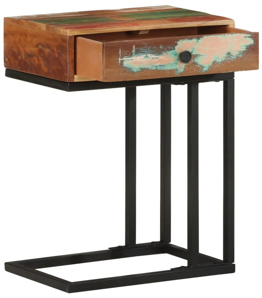 Mesa de apoio formato em U 45x30x61cm madeira recuperada maciça