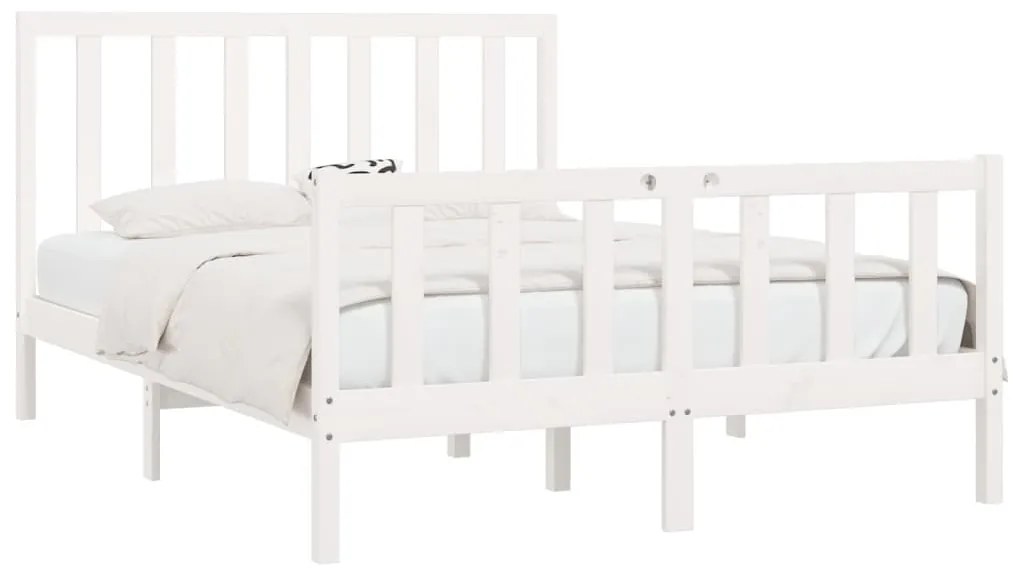 Estrutura de cama 160x200 cm madeira maciça branco