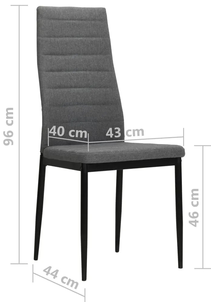 Cadeiras de jantar 4 pcs tecido cinzento-claro