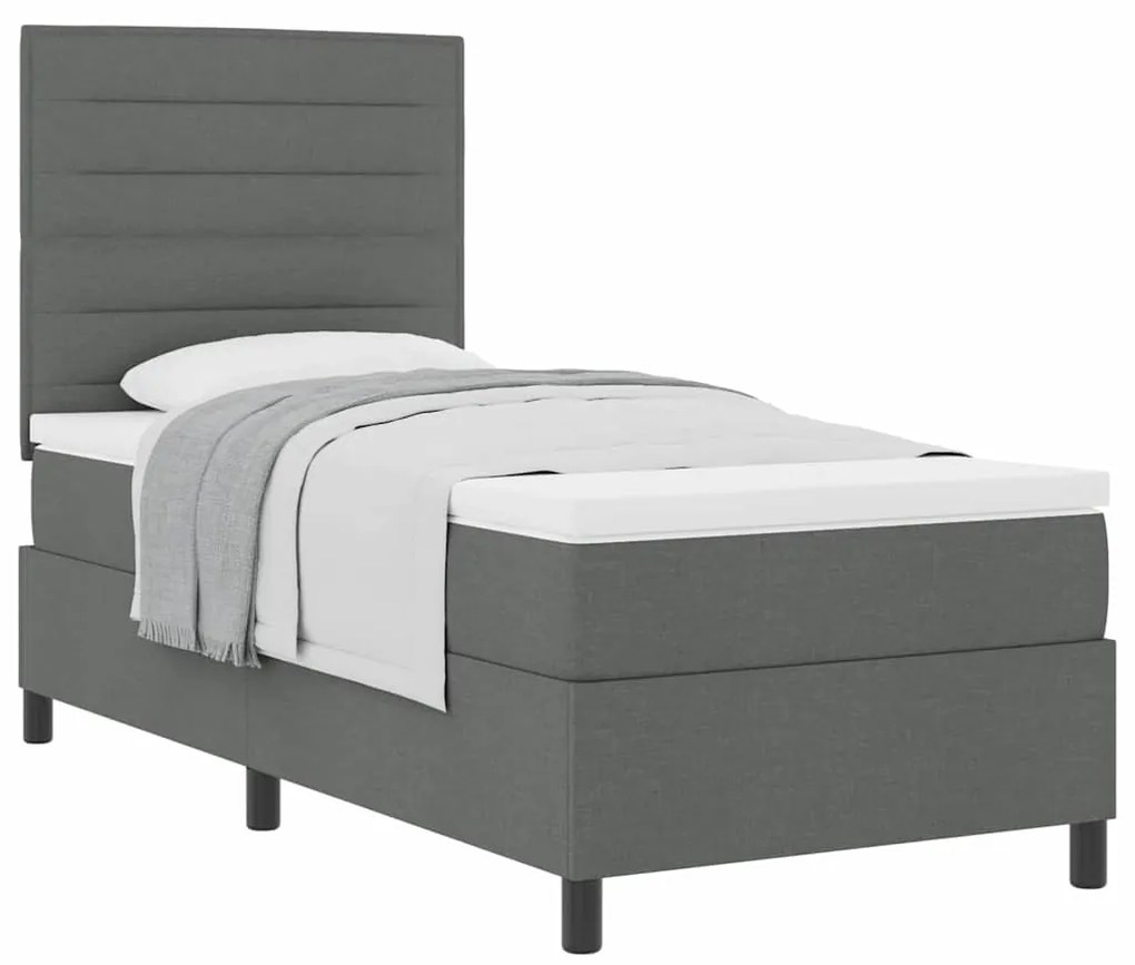 Cama Box com Colchão Cinza Escuro 100x200 cm Tecido