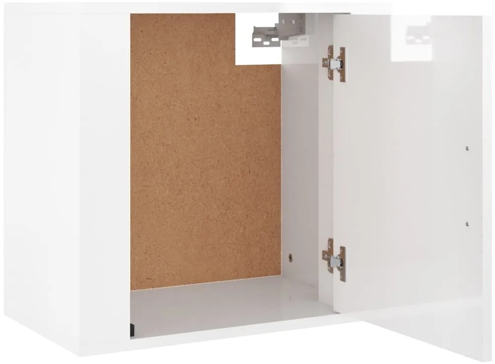 Mesa de cabeceira de parede 50x30x47 cm branco brilhante