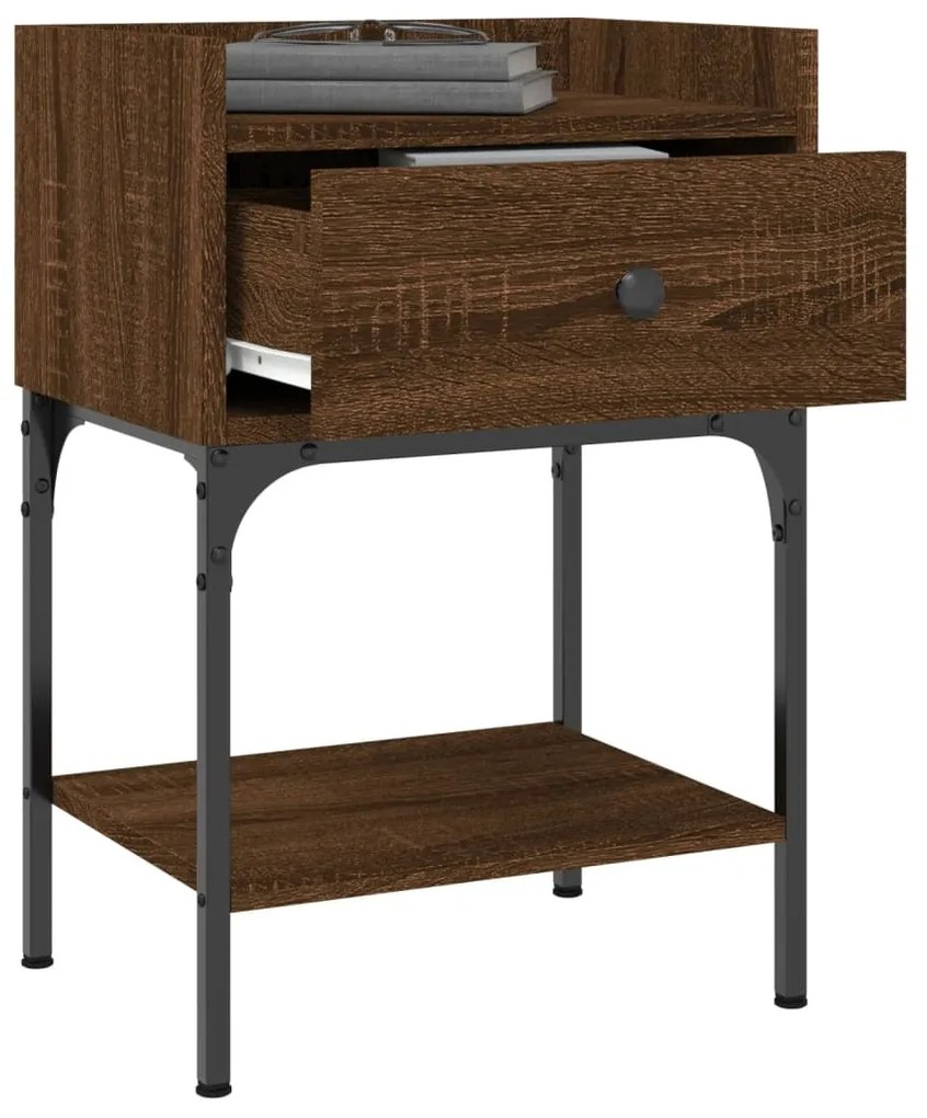 Mesas cabeceira 2pcs 40,5x31x60 deriv.madeira carvalho castanho